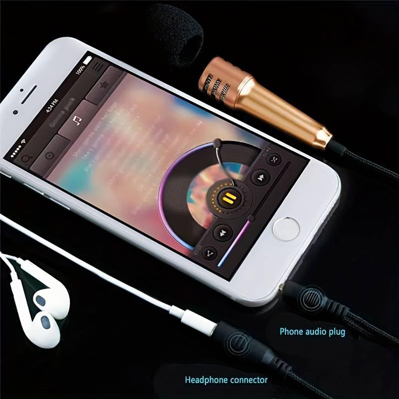 Product Introduction of Mini Karaoke Condenser Microphone with Headset 3.5mm Jack Portable High Quality Stereo MIC with Earphone Audio Smartphone 8