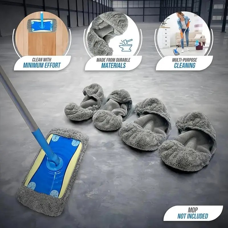 Reusable Mop Replacement Pad without Mop, 4 Counts Flat Floor Mop Replacement Cloth, Washable & Durable Replacement Mop Cloth,household Cleaning Supplies 7