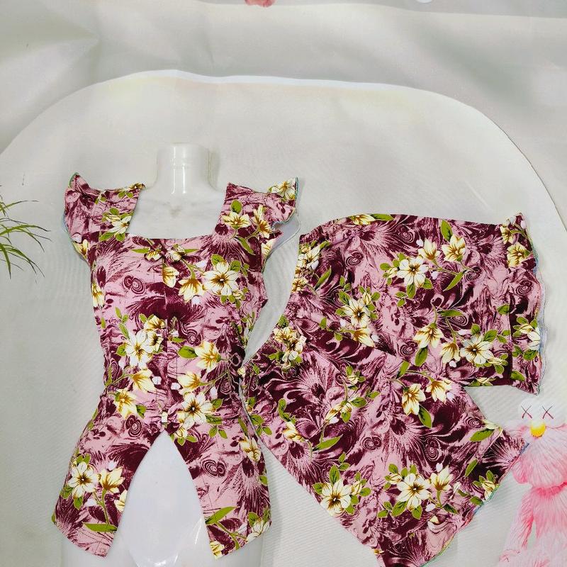 MA12. mẫu bo đùi quần bèo cổ vuông tay cánh tiên phối nơ sezix 1.2.3.4.5 chất lieu thung aty có độ giãn tốt 45kg -75kg vừa 5