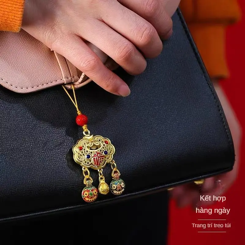 Phone Charm strap Điện Thoại Di Động Năm Sinh Vàng, Ping An Ruyi, Dây Đeo Chéo Phụ, Phong Cách Trung Quốc, Mặt Dây Chuyền Điện Thoại Di Động,Móc Chìa Khóa dây  đeo  điện  thoại  baby  three 3