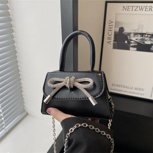 Beg Selempang Wanita, Ikatan bentuk rama-rama Warna Pastel, Fesyen Gaya Barat, Kulit Paten, Berkilat, Beg Bahu, Personaliti Niche, Beg Berlian Bags Handbags