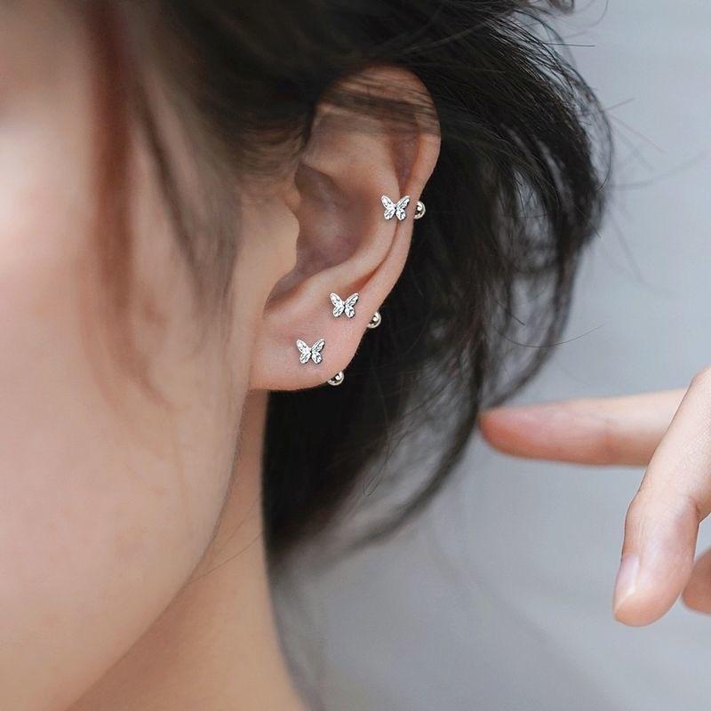 Bông Tai Hình Bướm, Thiết Kế Thanh Lịch, Bông Tai Vòng Xỏ Lỗ, Chống Sốc, Dễ Phối Đồ, Khuyên Bông Khuyên Tai Đinh Tán Đơn Giản, Thích Hợp Cho 1-5 Cặp, Trang Sức T, Thời Trang, Phụ Kiện Quà Tặng 1