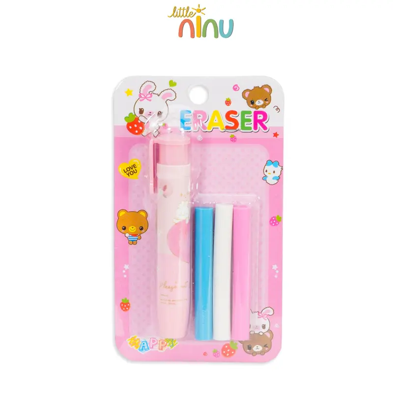LITTLE NINU Penghapus Pensil Mekanik Eraser Stationary Set Free Refiil 3 Pcs 5