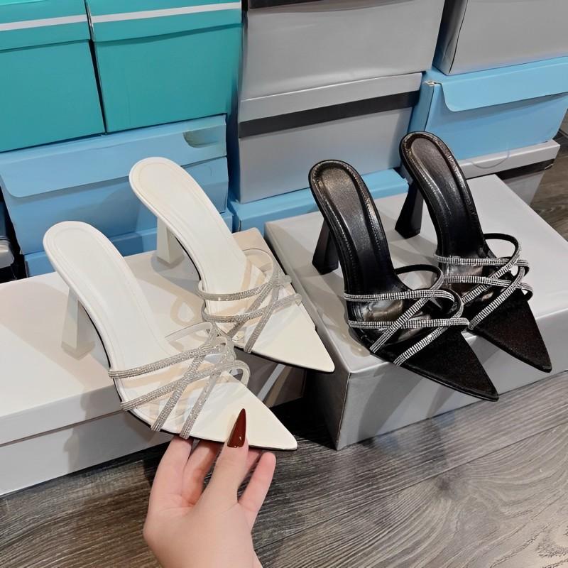 Dép Nữ Cao Gót 9P Ly Vuông, Dép 4 Quai Full Đá Đan Chéo Xinh Xắn