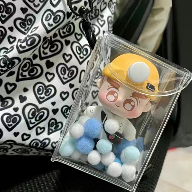Product Introduction of Mini Anime Doll Display Bag Transparent Coin Purse Pendant Square Pouch Organizer Wallet Key Lipstick Earphone Storage Bag 21