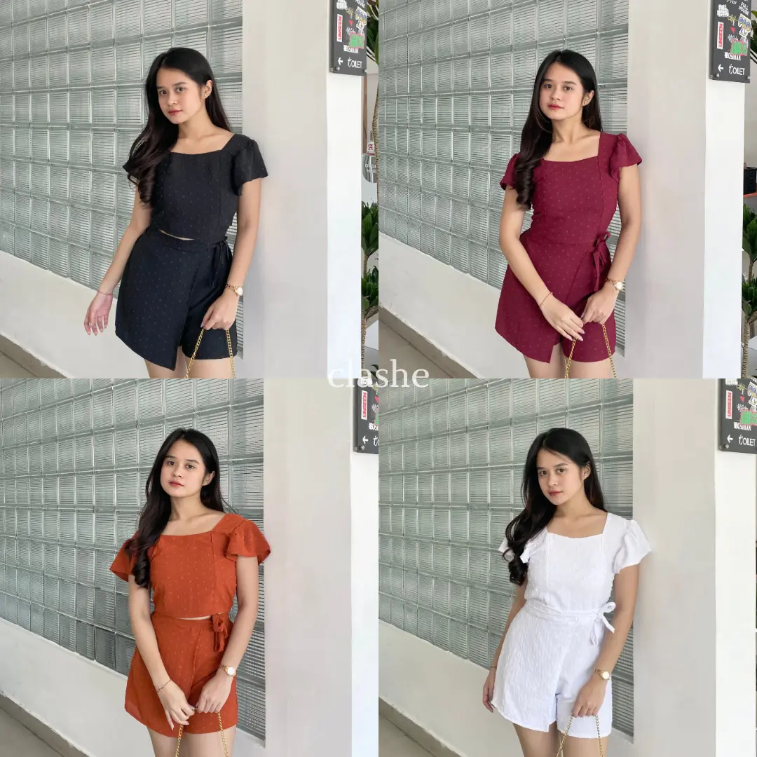 Zilia Set Setelan Wanita Atasan Blouse Lengan Pendek Dan Celana Rok Pendek Uragiri Korean Style Kekinian Terbaru Ootd by Clashe