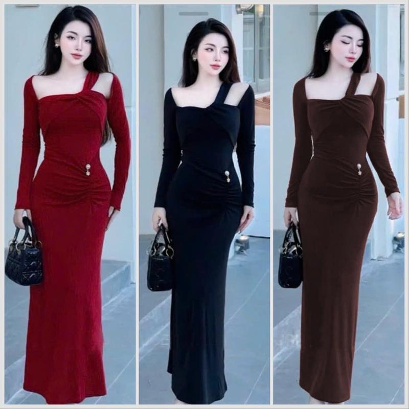  SM - Đầm ôm body cổ vuông tay  chéo dây cổ cách điệu nhún eo đính tag  sang chảnh - thun ladong H845 Váy boby  váy body nữ tôn dáng  váy xinh  váy đi tiệc  váy đi biển 