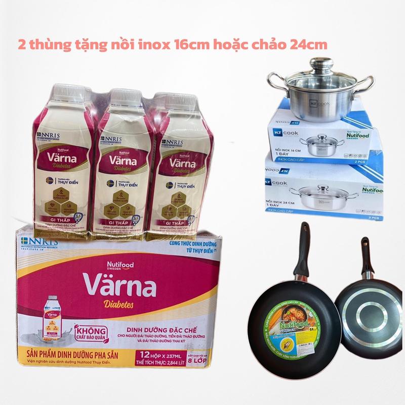 ( 2 thùng tặng 1 nồi hoặc 1 chảo) 1 thùng 12hộp sữa tiểu đường Varna NutiFood x237ml