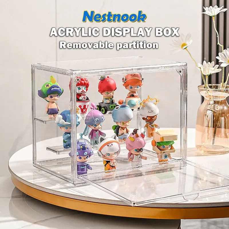 [SG STOCK] Acrylic Popmart Display Box Figurine Display Case Molly Labubu Cabinet Rack With Removable Shelf