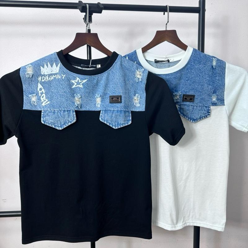  Áo Phông DG Chất Liệu Cotton Phối Bò Bo Cổ Dệt Hoạ Tiết In Pet Logo Tráng gương   Bản Tem Mác Chuẩn   Hot Trend Nam Menswear 