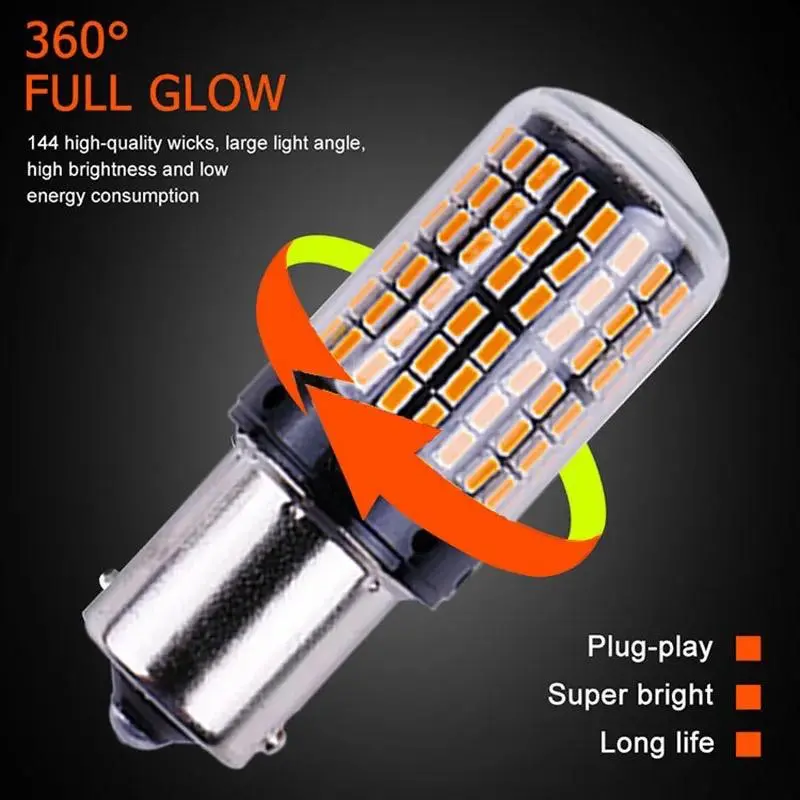 [1 PCS] Zyvolt RTX6 Lampu LED Dajjal Sein Mudur Rem Mobil Chip 3014 144 Mata T20 1156 1157 Super Bright Car 6