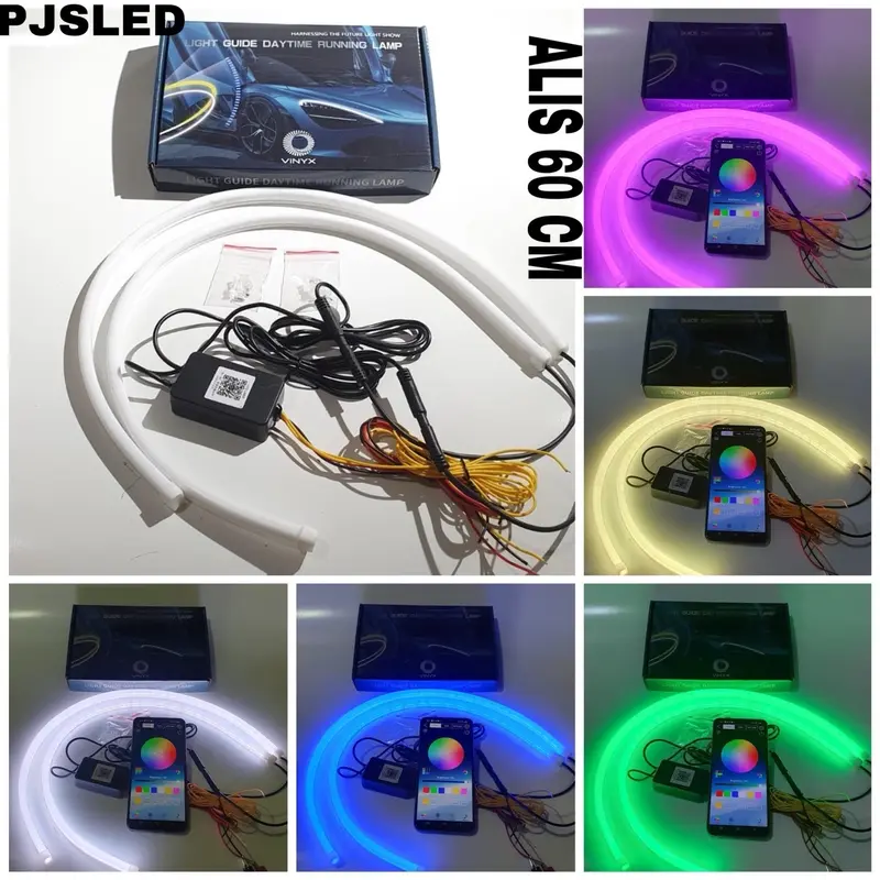 Lampu LED DRL Alis Flexibel WRGB APP 30 60 cm Welcome + RGB Matrix Mobil Motor Vinyx 30cm 60cm Selang Sein 1