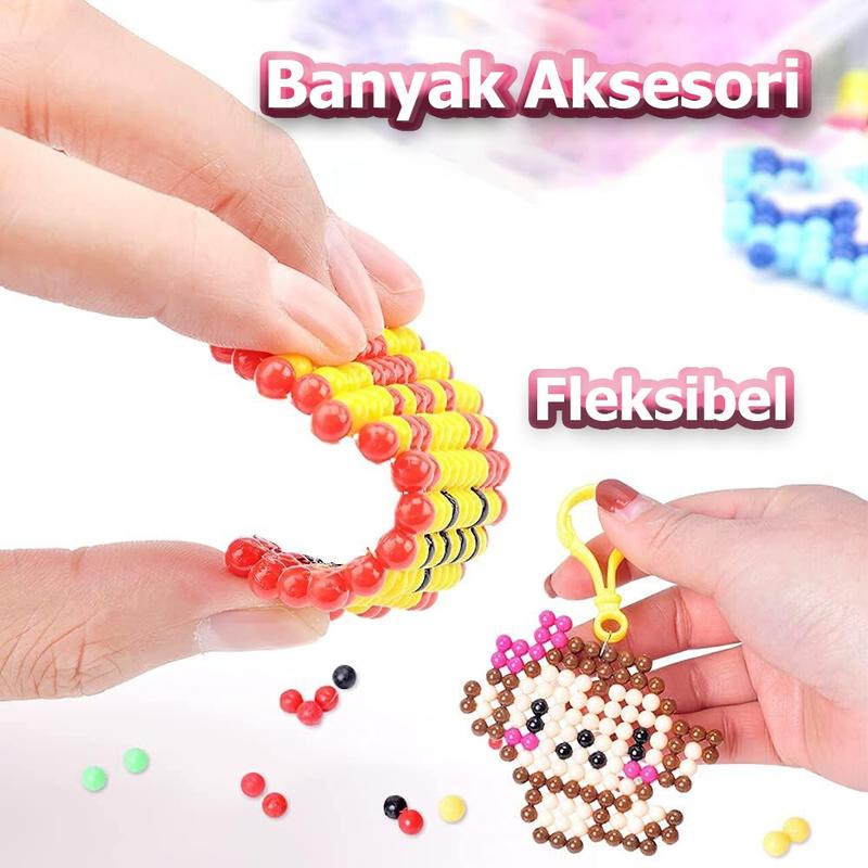 SONICE Kit Manik-manik Aqua Magic 3000 Manik-manik Air, Mainan Anak-anak Set Hadiah Kreativitas Mainan Pendidikan Manik-manik Air Semprot Dengan Seluruh Set Aksesori Kerajinan Seni 7