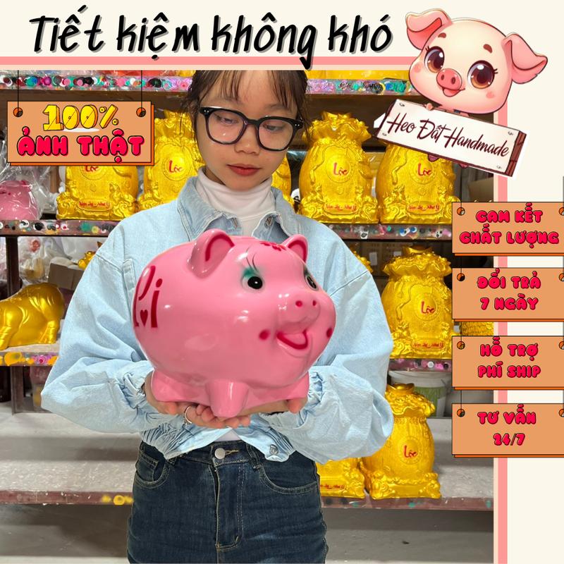 Heo đất Lợn đất Heo đất tiết kiệm dễ thương, Heo Đất Handmade, Pi size To Ống Tiết Kiệm Ống Heo Đựng Tiền