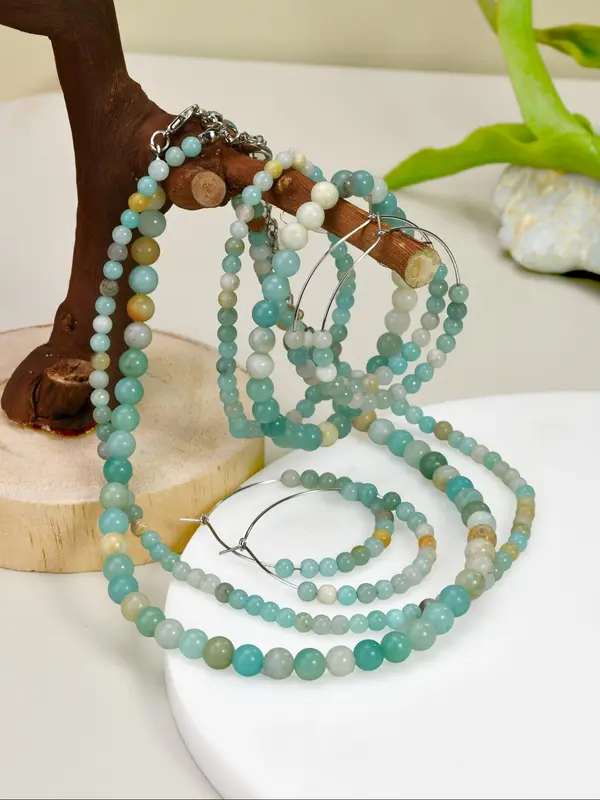 Natural Stone Beaded Necklace & Bracelet & Earrings, Fashion Jewelry for Party, Daily Clothing Decor, Trendy All-match & Exquisite Jewelry for Birthday Gift 8