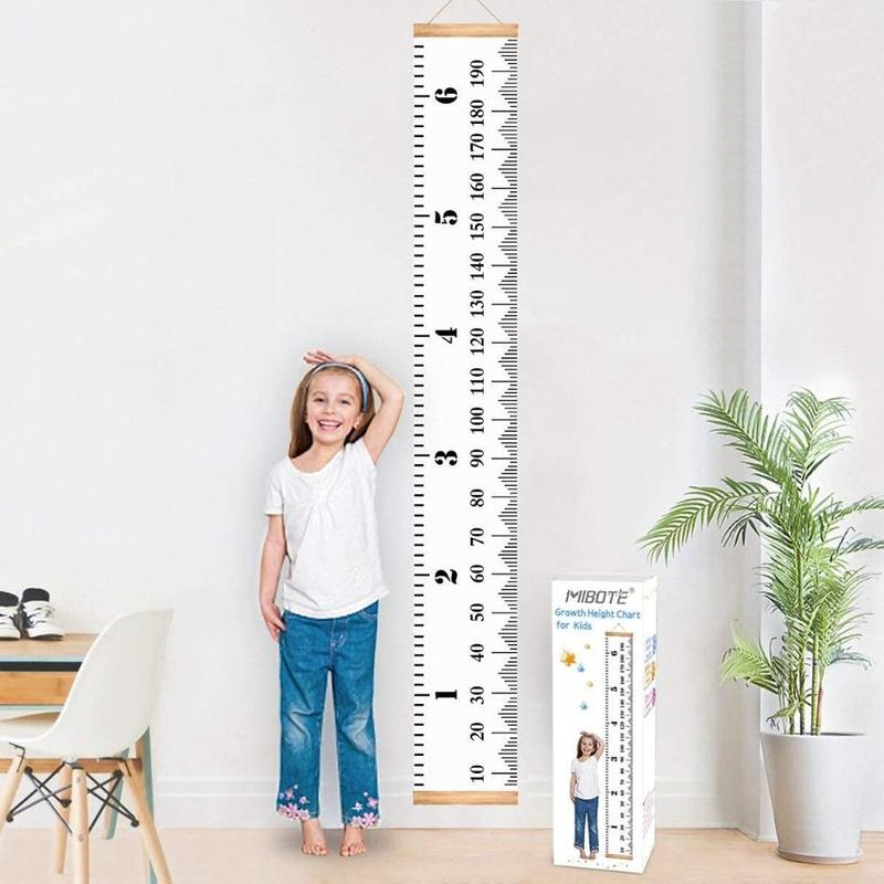 Fashion Wall Hanging Children's Height Ruler Wooden Roll up Height Measuring Chart Removable Wall Sticker for Kids Child Room 1