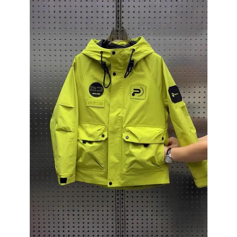 Men's Jacket Spring Autumn New Workwear Hooded Loose Coat Korean Style Versatile Outdoor Jacket Youth Men's Clothing 2