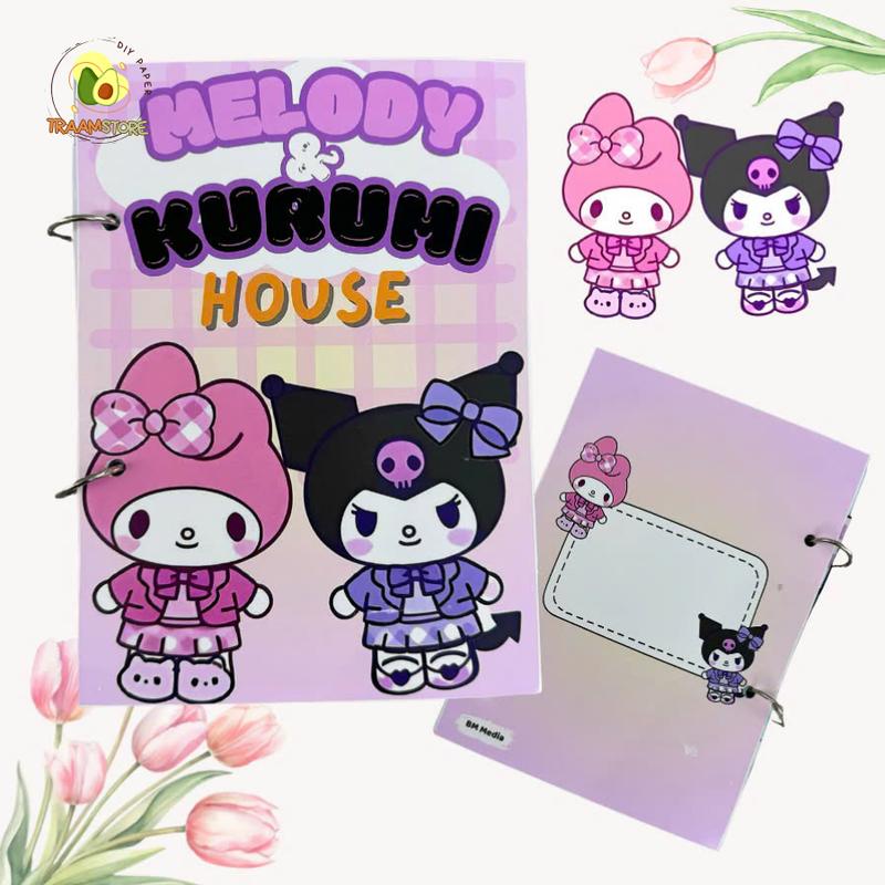 Đồ Chơi Bóc Dán Búp Bê - Game Book my melody & Kuromi House - Học Liệu Bóc Dán Thủ Công Kuromi- Trò chơi thủ công 0