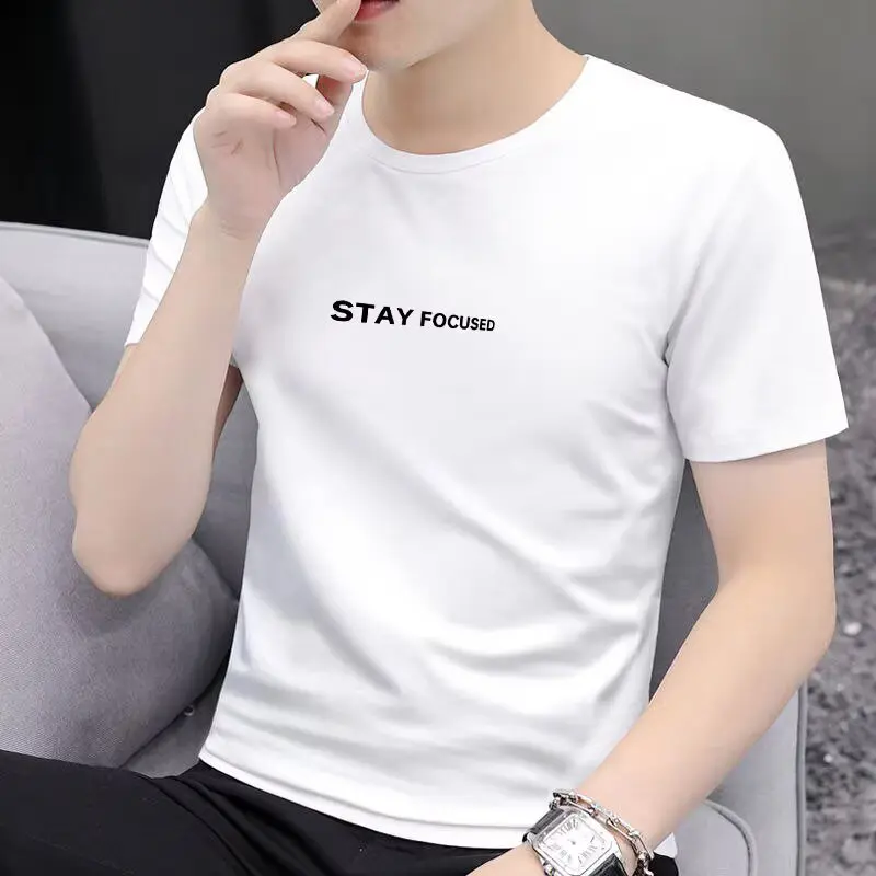 Áo Thun Nam ngắn Tay Cổ Thuyền Dễ Phối Đồ Mỏng Và Thoáng Khí, Thích Hợp Cho Mùa Hè, In Tiêu Chuẩn Mới Đơn Giản, Hợp Xu hướng Cho Thanh Thiếu Niên
