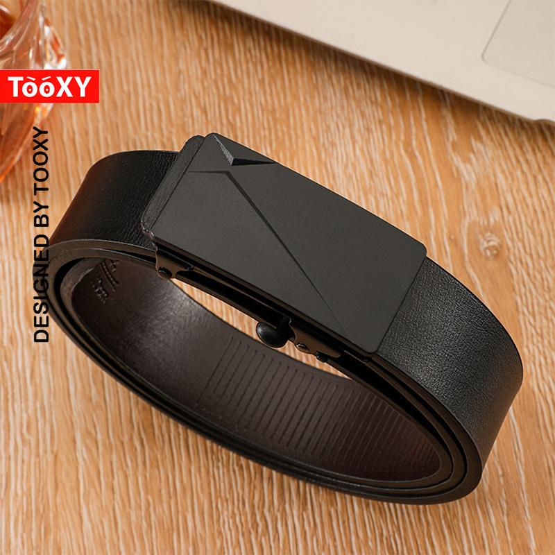 Thắt lưng nam dây luồn trong khoá tự động không cần bấm lỗ mặt chữ nhật, dây nịt nam bản 3.2cm TL49