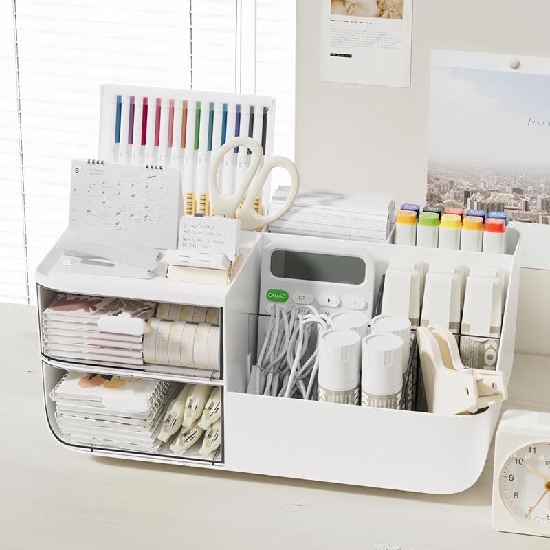  Kệ Đựng Bút Để Bàn Học 3 Tầng Hộp Đựng Đồ Trang Điểm Cá Nhân Có Ngăn Kéo Chia Ngăn Decor Bàn Làm Việc Tiết Kiệm Diện Tích 
