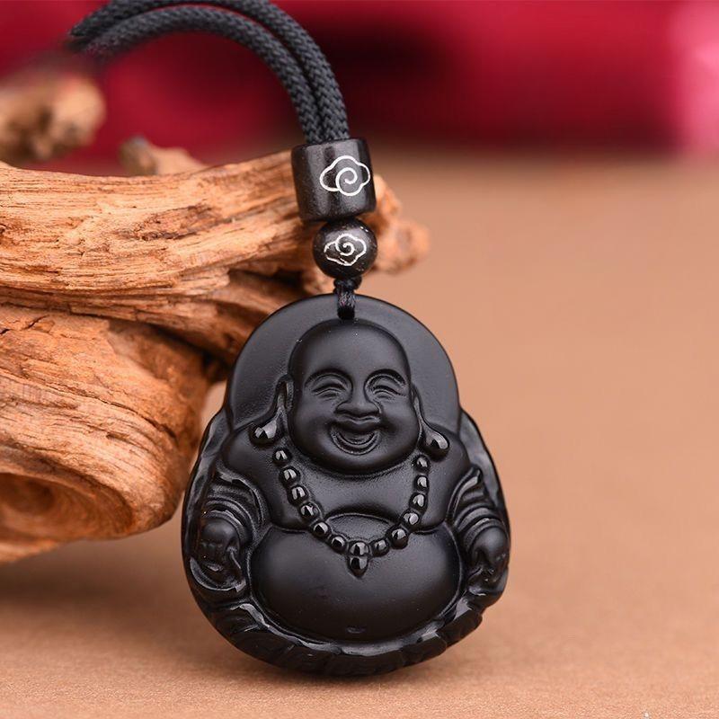 Mặt Dây Chuyền Phật Quan Âm Và Đạt Ma Bằng Đá Obsidian Tự Nhiên, Vòng Cổ Nam Và Nữ, Mặt Dây Chuyền thả Phật Tai To, Thích Hợp Để Đeo, Mặt Dây Chuyền Phật. 1