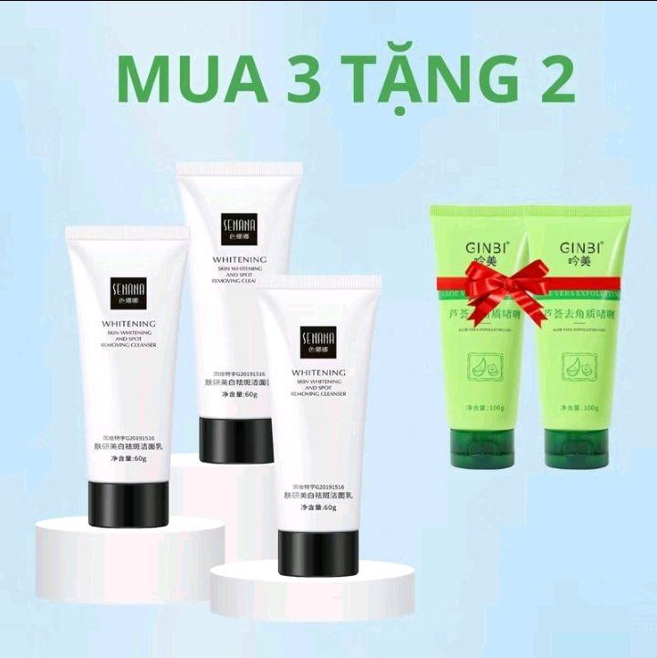 ( Mua 3 tặng 2) Sữa rửa mặt Senana amino axit (3 túyp)  tặng kèm tẩy da chết ginbi (2 túyp)