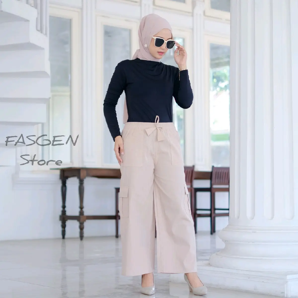 Kulot Cargo Pants 100 Rb Dapat 3 Pcs / Celana Kulot Cargo Soft Katun Twill Premium / Celana Panjang Pinggang Fullkaret Tali Serut Formal