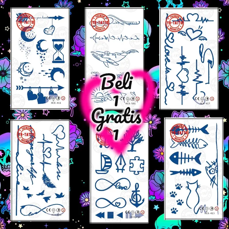 Beli 1 Gratis 1 tatto temporary tahan lama model HCX 0
