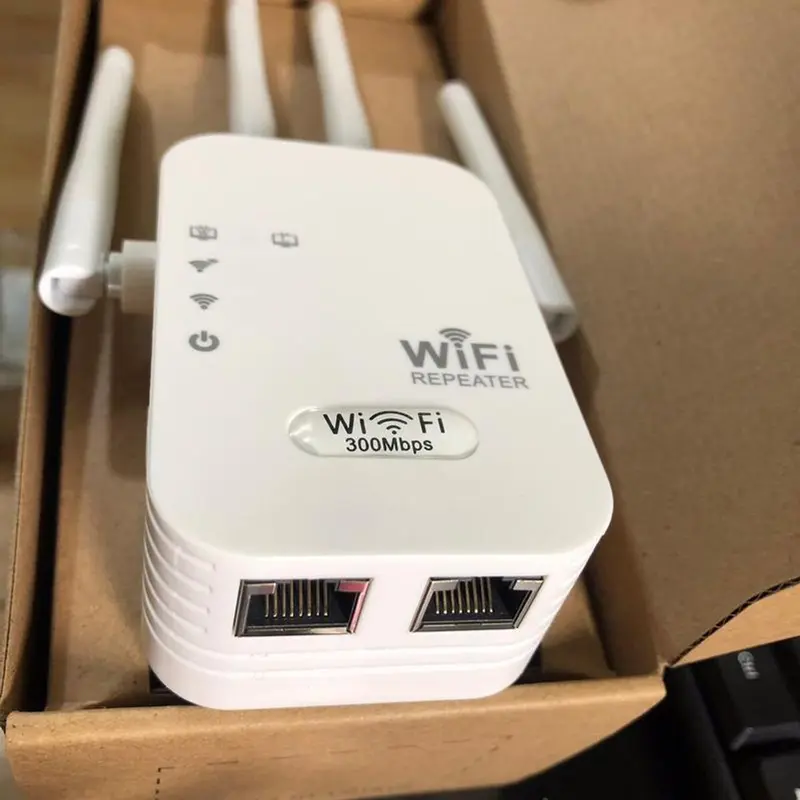 Bộ mở rộng sóng wifi 4 râu tốc độ 300mbps phù hợp với gia đình và văn phòng máy tính ti vi camera - Chuẩn N - Phát xuyên tường - Có 2 cổng LAN 7