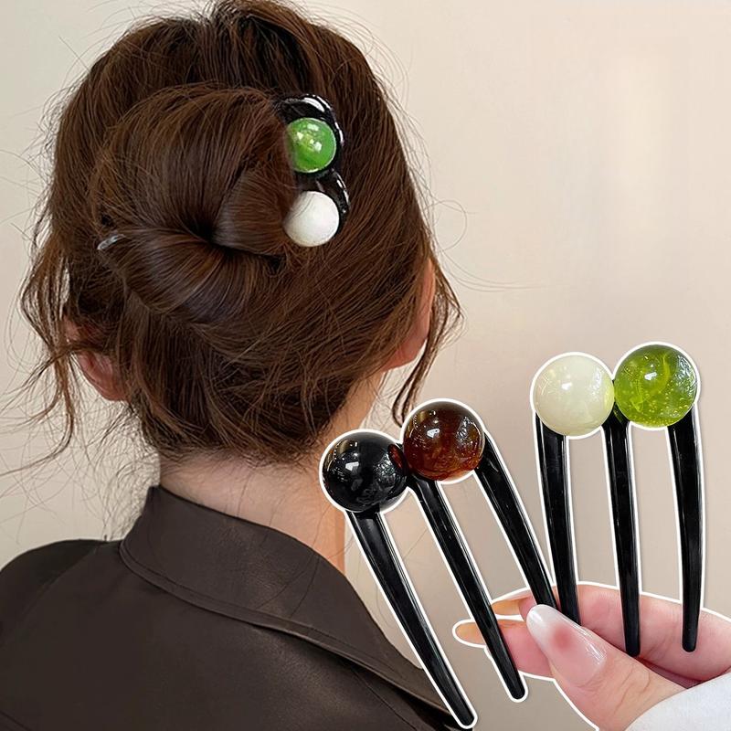  Ghim Cài Tóc Búi Tóc Đính Cườm Thiết Kế Đơn Giản Kẹp Tóc Hình Chữ U Ba Răng Dành Cho Nữ Lược Chải Tóc Bằng Nhựa Phụ Kiện Tóc 