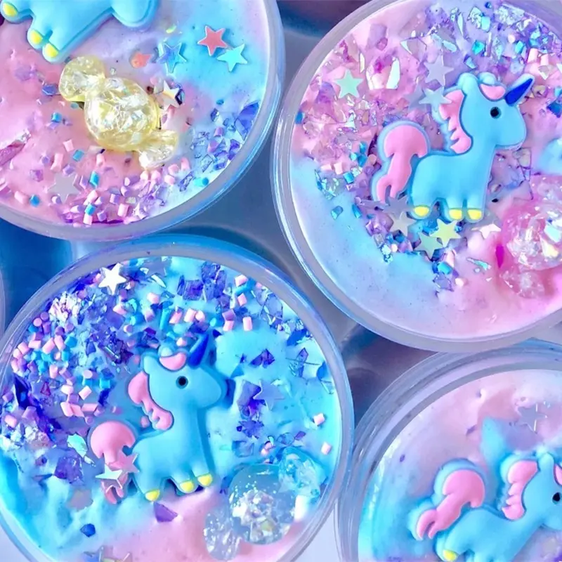 Summer New Unicorn Slime Puff Crystal Shining Large Box Mon Baby Kids Best Toy Gift