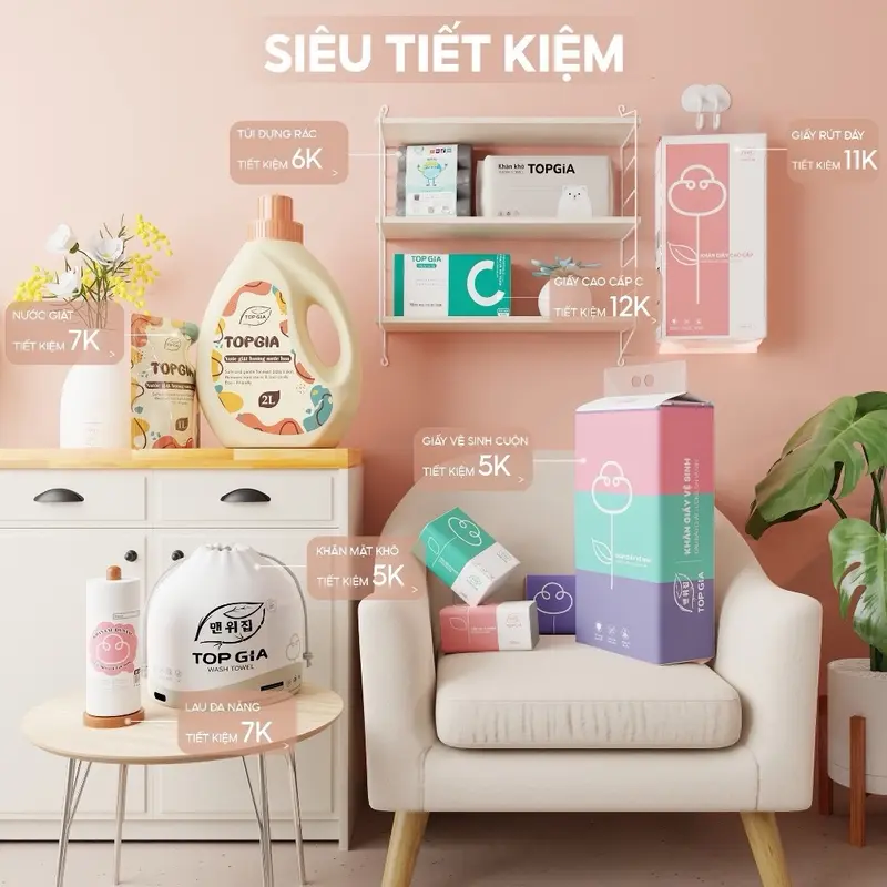 Thùng 30 gói giấy ăn Topgia Giấy Vệ Sinh 8