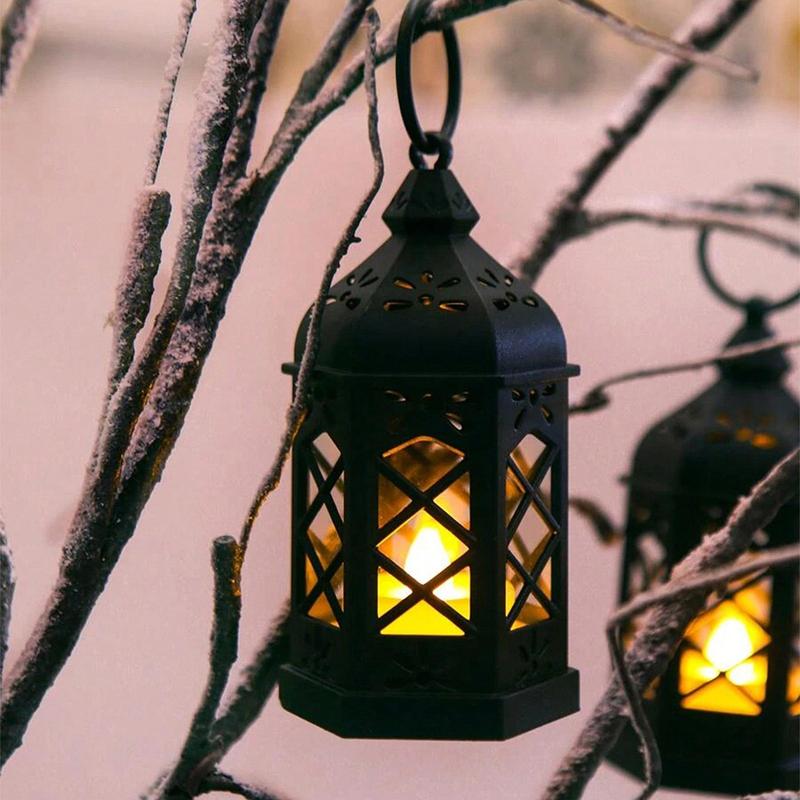 Moroccan LED Candle Light, Vintage Lantern Ornament, Decorative Night Light, Farmhouse Decoration, Wedding Table Center, Battery Included 3