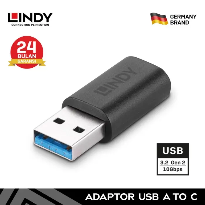 LINDY 41904 Adapter USB 3.2 Gen 2 Type A to C 10Gbps Konektor 4