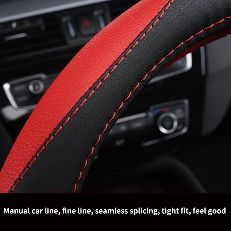 Car Steering Wheel Cover Microfiber Leather Breathable Non-Slip Steering Wheel Cover Pu Leather Universal 37-38 Cm Four Seasons Universal 6