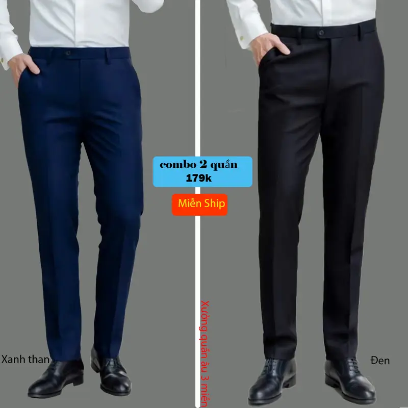 [DEAL 2 Quần]  Quần Âu Nam Công Sở form slimfit Tôn Dáng Chất Vải Dày Dặn  form Không Nhăn Nhàu 0