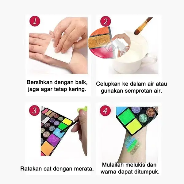 Face Body Painting Make up Set free Brush DIY cosplay wajah water base waterproof 2