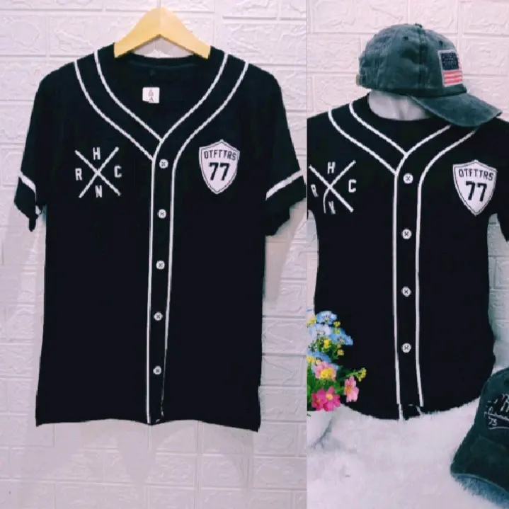 Kaos cowo pria sablon Hitam Katun Motif Putih Oblong Distro Baju Combed Tebal 0