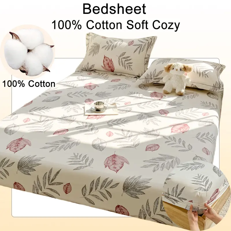 100% Cotton Fittedsheet Floral 1200TC Bedsheet Single Queen King