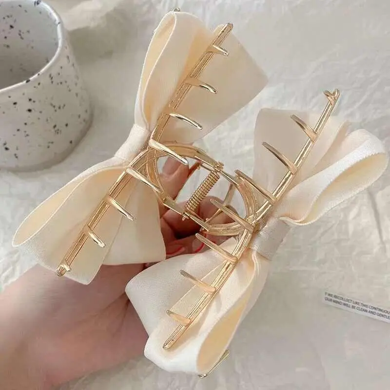 cài tóc Nơ Satin, Cỡ Lớn 12CM, Phong Cách Người Nổi Tiếng Trên Internet, Thiết Kế Bắt Chéo, Kẹp Tóc Càng Cua Thời Trang, Phụ Kiện Tóc Ngọt Ngào, Dành Cho Bé Gái