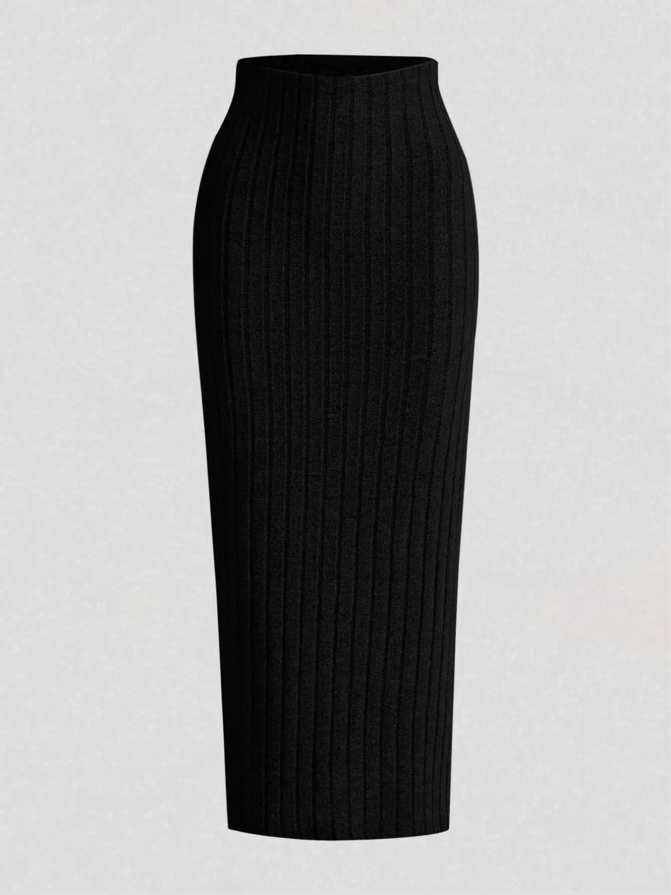 Women's Solid Ribbed High Waist Bodycon Skirt, Casual Fashion Long Skirt for Daily Wear, Ladies Fall & Winter Bottoms