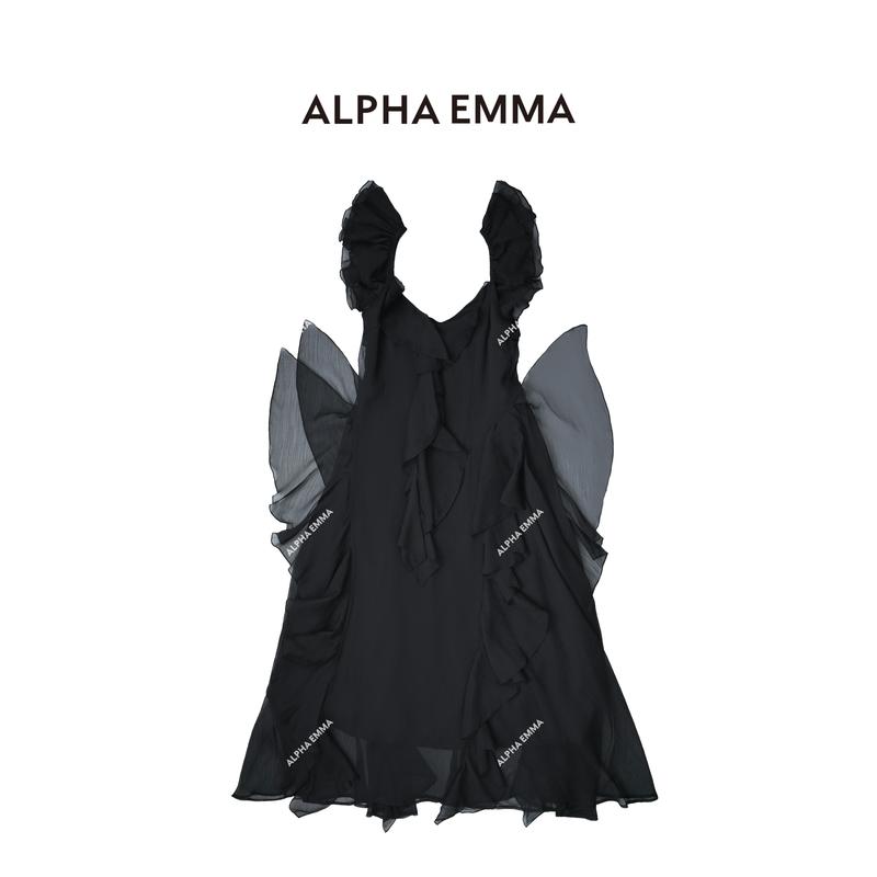 AE Thảo Váy liền thân tiểu thư form dài dáng xòe sữa đen nhẹ nhàng cao cấp V13 Nữ Voi