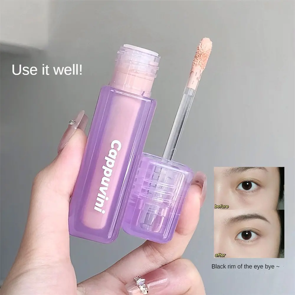 คอนซีลเลอร์หลอดสีม่วงขนาดเล็ก Cappuvini คอนซีลเลอร์แบบใช้หลายวัตถุประสงค์ชนิดน้ำ ปกปิดเต็ม แต่งหน้า เหมาะสำหรับสิว จุดด่างดำ รอยคล้ำ การเกิดเม็ดสีเข้ม และรอยเปื้อน