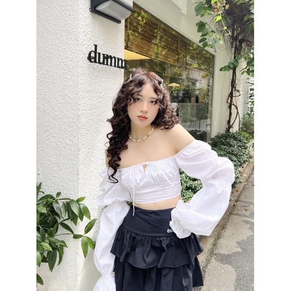 [XA KHO] Áo crotop cổ vuông 3 kiểu nhún ngực tay phồng có mút ( có bigsize) Nữ Women