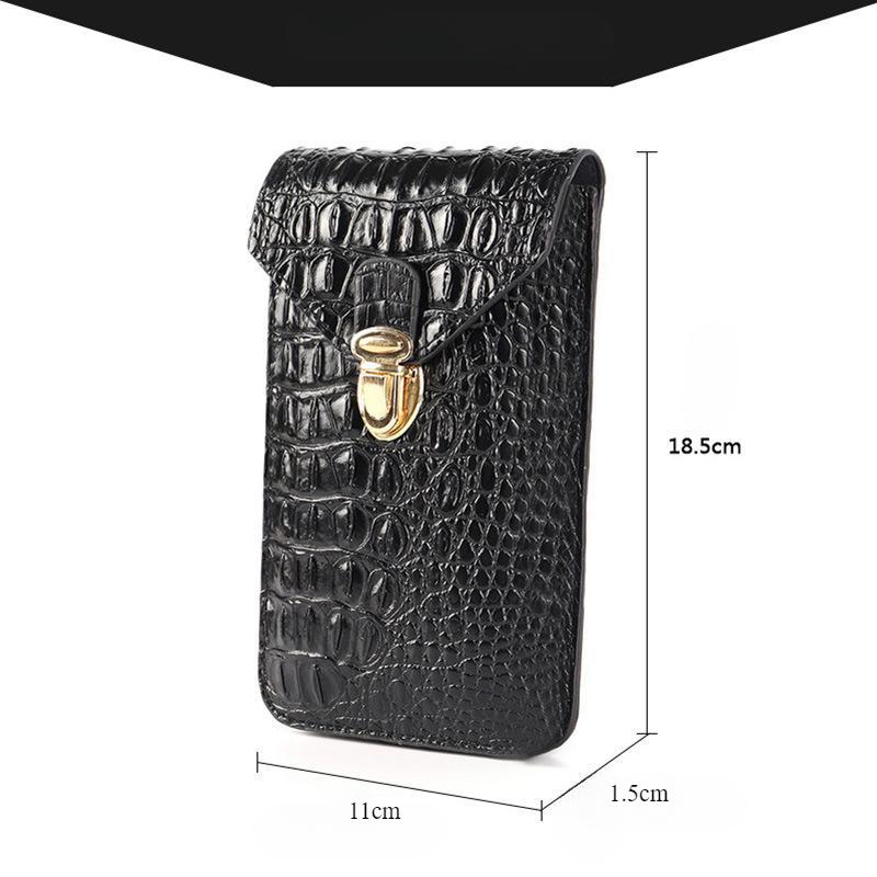 Túi Đeo Hông Đựng Điện Thoại Di Động Bằng Da Cá Sấu, Dành Cho Nam Giới, Cầm Tay, Thích Hợp Cho Điện Thoại Di Động, Làm Việc Trên Mặt Đất, Được Làm Bằng Da Bò Lớp Trên Cùng, Túi Đựng Điện Thoại Di Động Dọc