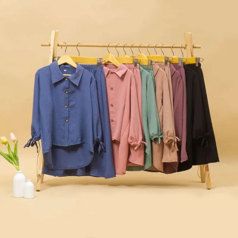 ONE SET SAVANA 1 - 10 TAHUN KEMEJA OVERSIZE MIX ROK / SETELAN ROK ANAK PEREMPUAN CRINCLE PREMIUM 2