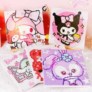 (20 x 20CM) Mainan Edukasi Anak DIY Diamond Painting Kit Sanrio Set Lengkap dengan Bingkai Lukisan berlian Dekorasi Kamar Anak-Anak