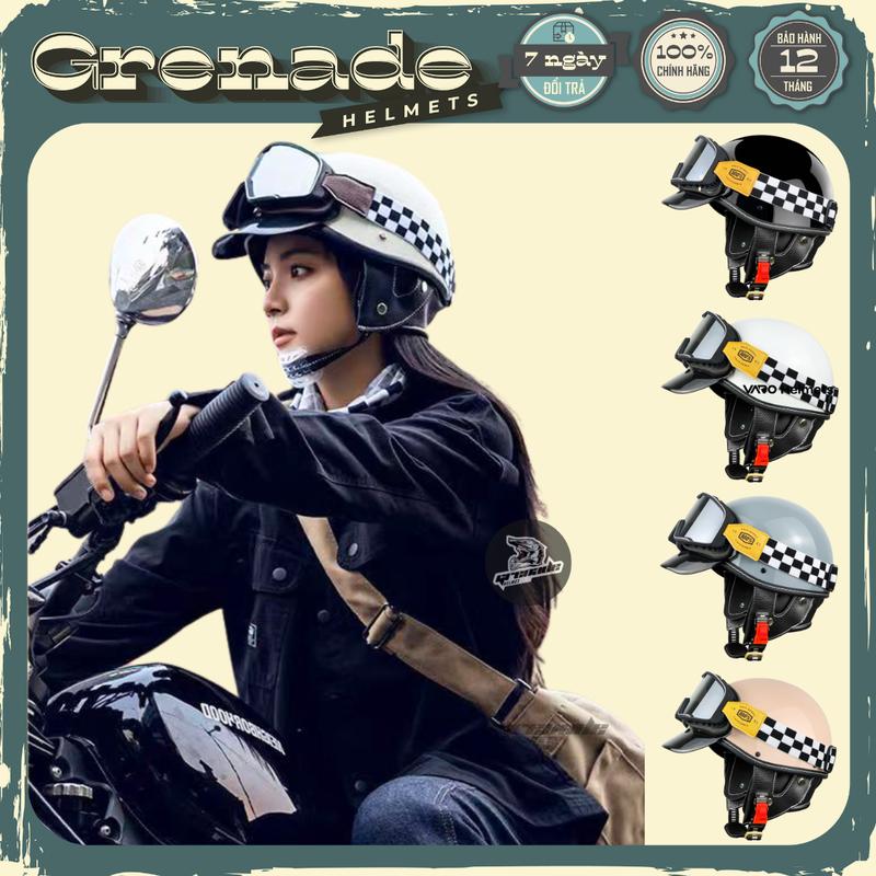 Mũ Bảo Hiểm Nửa Đầu Varo Retro Vintage Màu Sắc Đa Dạng Tặng Kèm Lưỡi Trai