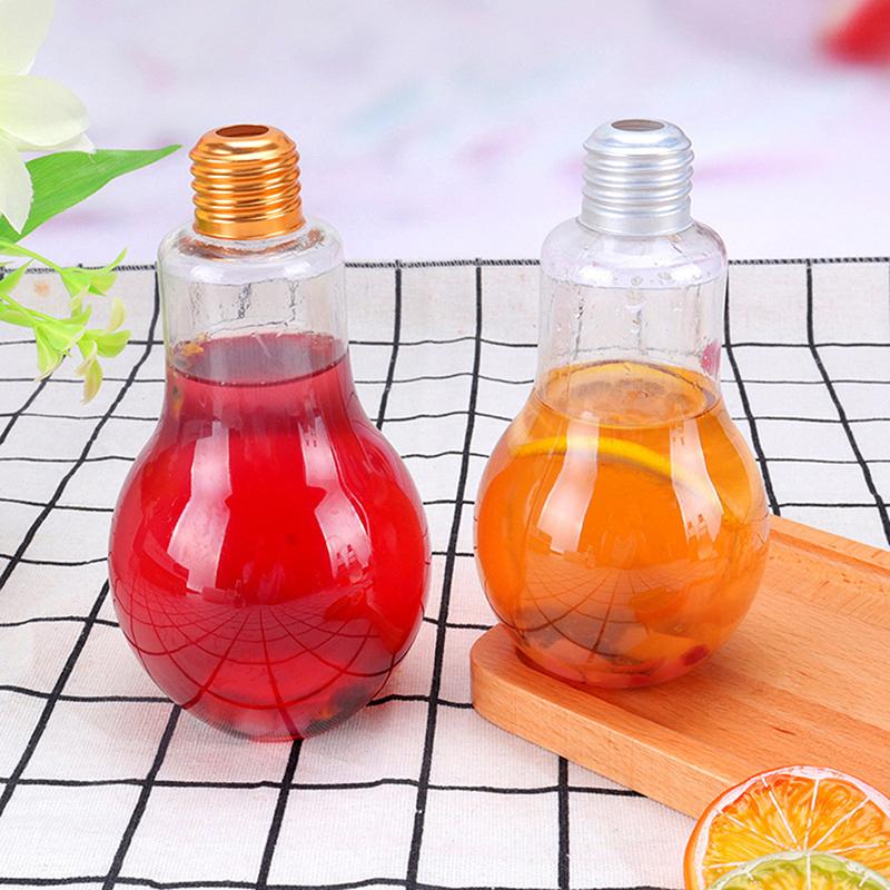 Product Introduction of 1Pc 200to500ml Creative Clear Artificial Fake Light Bulb Shaped Bottle Can Emit Light Drink Cup Juice Bottle Party Decor 22